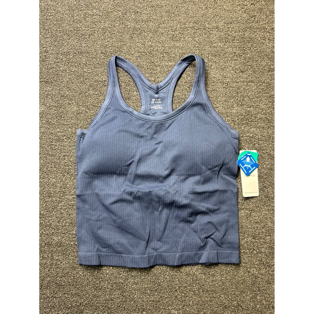 ATTRACO Tank Top Womens Medium Blue Ribbed Racerback Activewear NEW